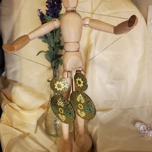 Gold Disc Filigree Design Earrings